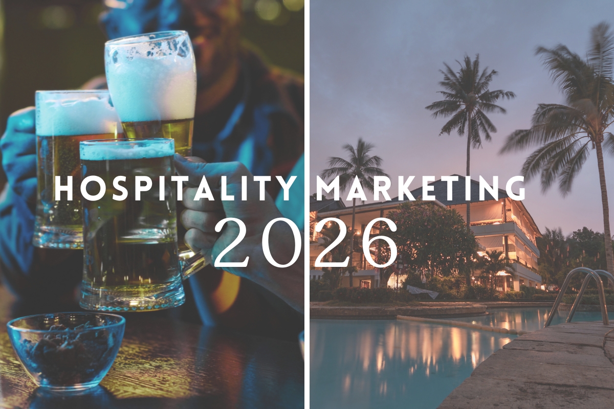 A blog banner with text 'Hospitality Marketing in 2026'